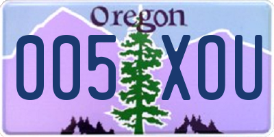 OR license plate 005XOU