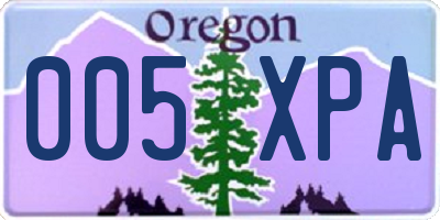 OR license plate 005XPA