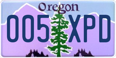 OR license plate 005XPD