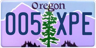 OR license plate 005XPE