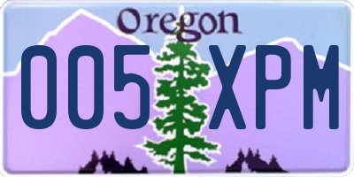 OR license plate 005XPM