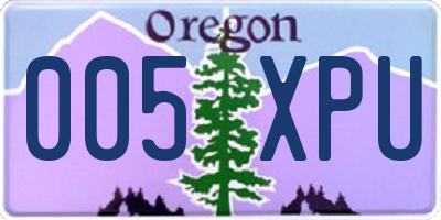 OR license plate 005XPU