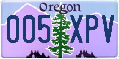 OR license plate 005XPV