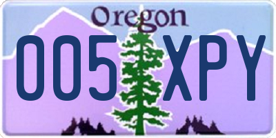 OR license plate 005XPY