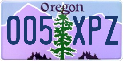OR license plate 005XPZ