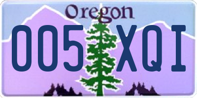 OR license plate 005XQI
