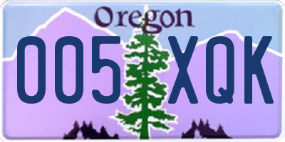 OR license plate 005XQK