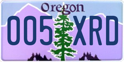 OR license plate 005XRD