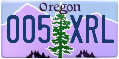 OR license plate 005XRL