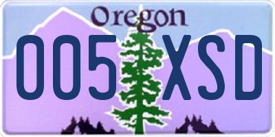 OR license plate 005XSD
