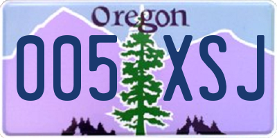 OR license plate 005XSJ