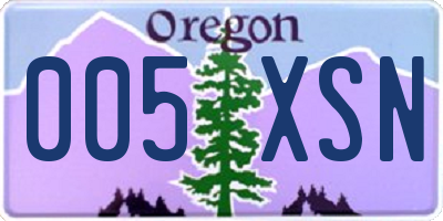 OR license plate 005XSN