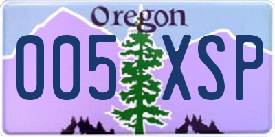 OR license plate 005XSP
