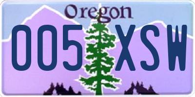 OR license plate 005XSW