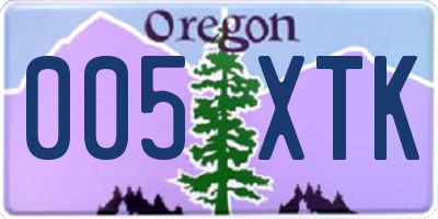 OR license plate 005XTK