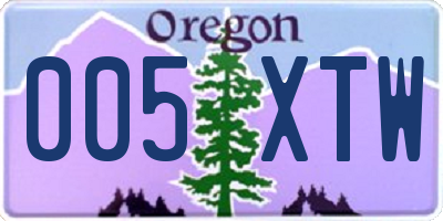 OR license plate 005XTW