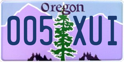 OR license plate 005XUI