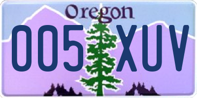 OR license plate 005XUV