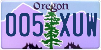 OR license plate 005XUW