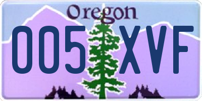 OR license plate 005XVF