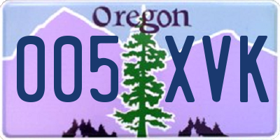 OR license plate 005XVK