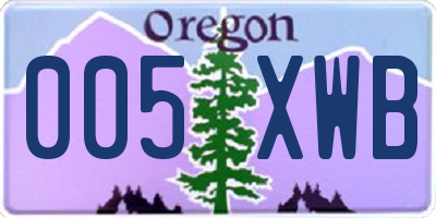 OR license plate 005XWB