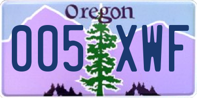 OR license plate 005XWF