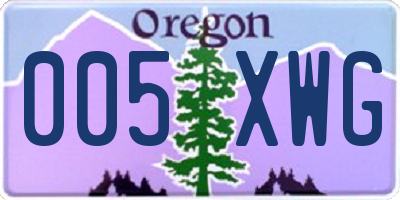 OR license plate 005XWG