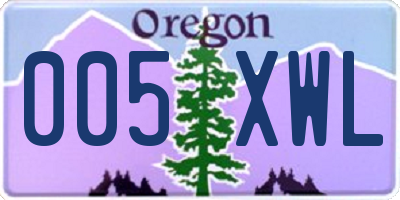 OR license plate 005XWL
