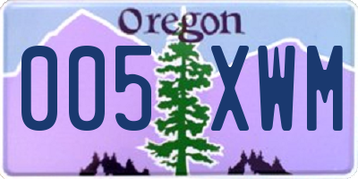 OR license plate 005XWM