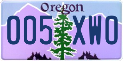 OR license plate 005XWO
