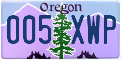 OR license plate 005XWP