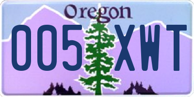 OR license plate 005XWT