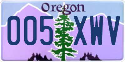 OR license plate 005XWV