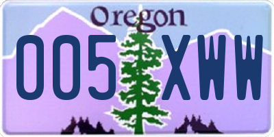 OR license plate 005XWW