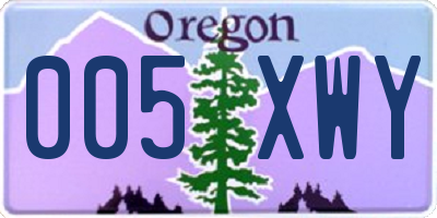OR license plate 005XWY