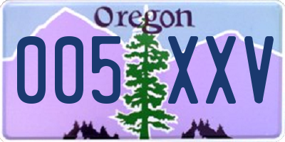OR license plate 005XXV
