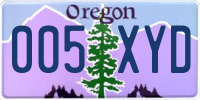 OR license plate 005XYD