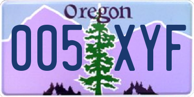 OR license plate 005XYF