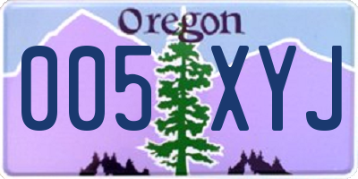 OR license plate 005XYJ