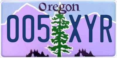 OR license plate 005XYR