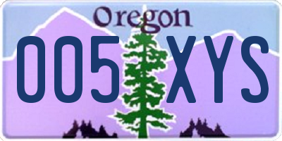 OR license plate 005XYS