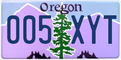 OR license plate 005XYT