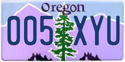 OR license plate 005XYU