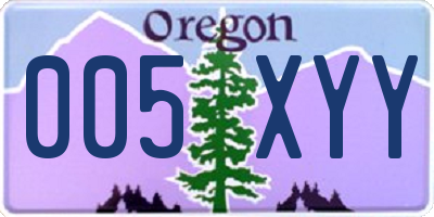 OR license plate 005XYY