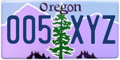 OR license plate 005XYZ