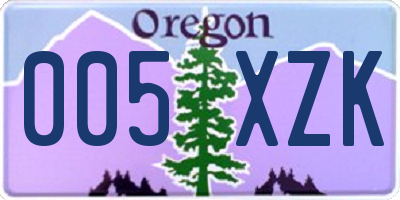 OR license plate 005XZK