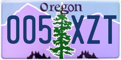 OR license plate 005XZT