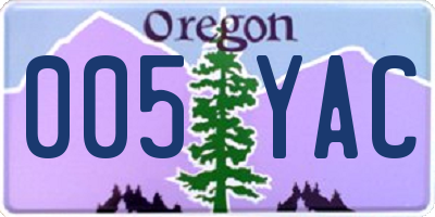 OR license plate 005YAC