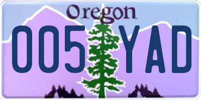 OR license plate 005YAD